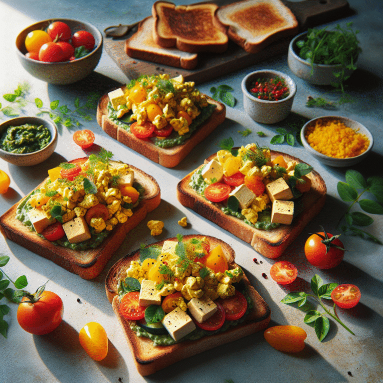 high protein vegan toasts with tofu scramble