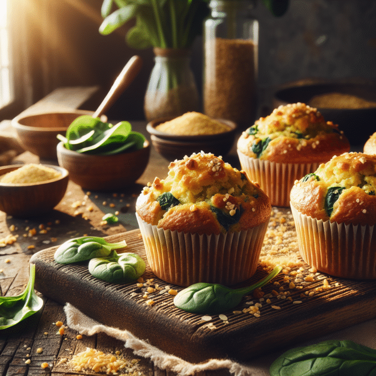 savory vegan breakfast muffins with spinach and nutritional yeast