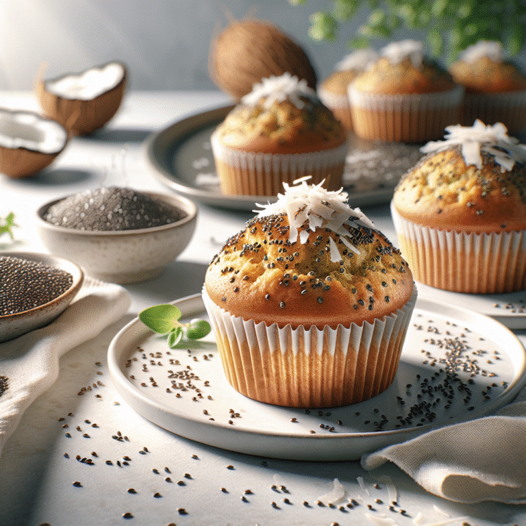 quick vegan breakfast muffins with coconut and chia seeds