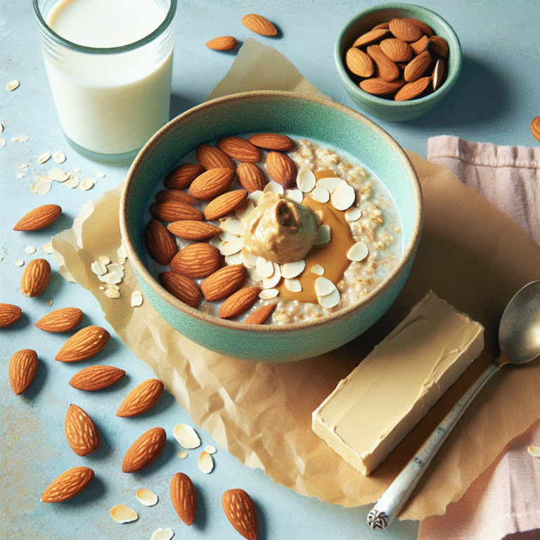 quick almond butter oatmeal vegan bowl